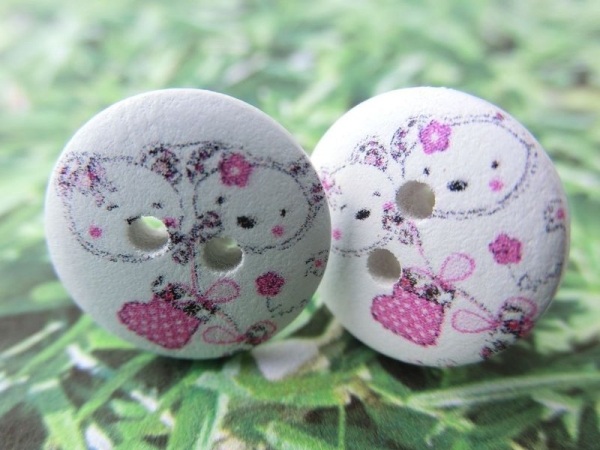 Holz Knopf Ohrstecker Teddy Bär